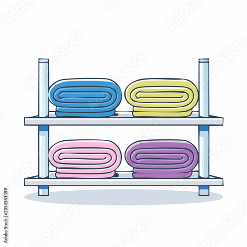Shelving Unit with Folded Towels
