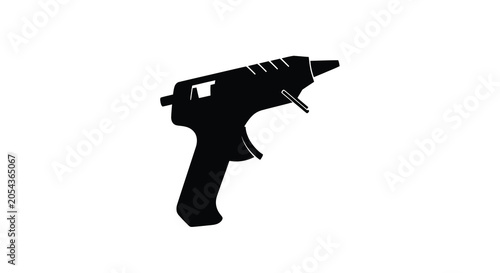 Konstfotografi Hot Glue Gun Silhouette A Black Shape Against White Background