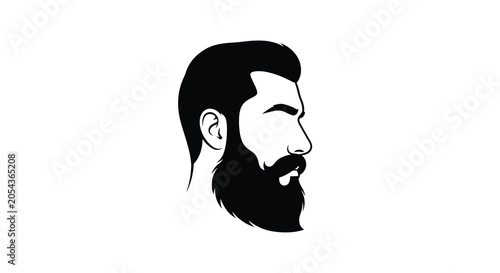 Tableau sur toile Man s Head Profile With Beard And Hair Black Silhouette