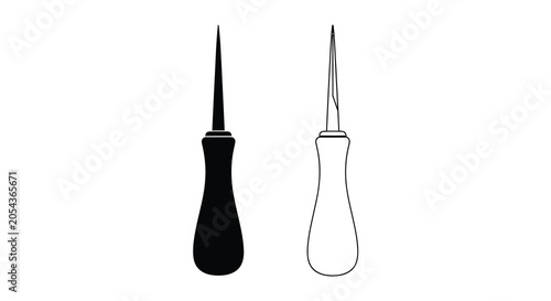 Bild auf Leinwand Awl Tools In Black And White Silhouette