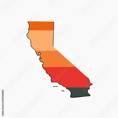 California State Outline with Sunset Colors