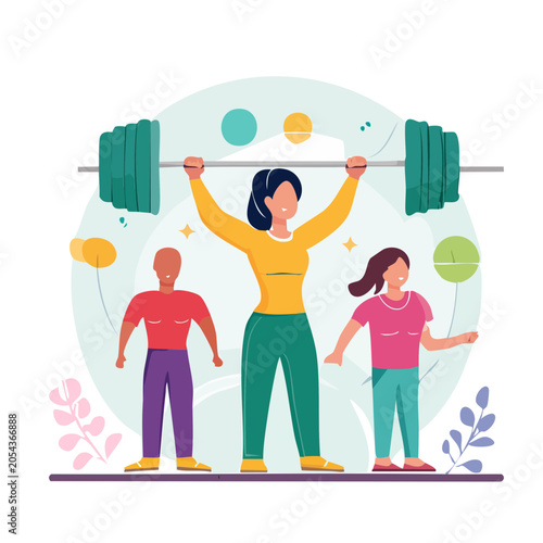 Flat design illustration of diverse family holding hands