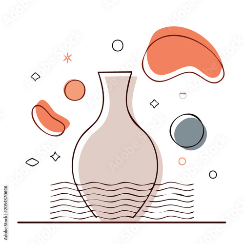 Minimalist Ceramic Vase with Abstract Shapes