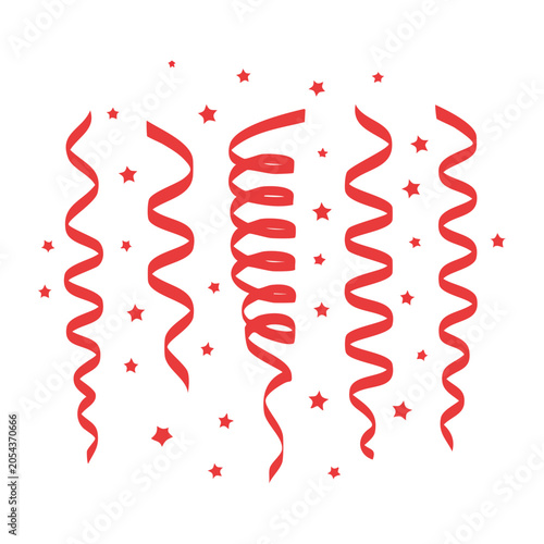 Red Ribbons and Stars Flat Design