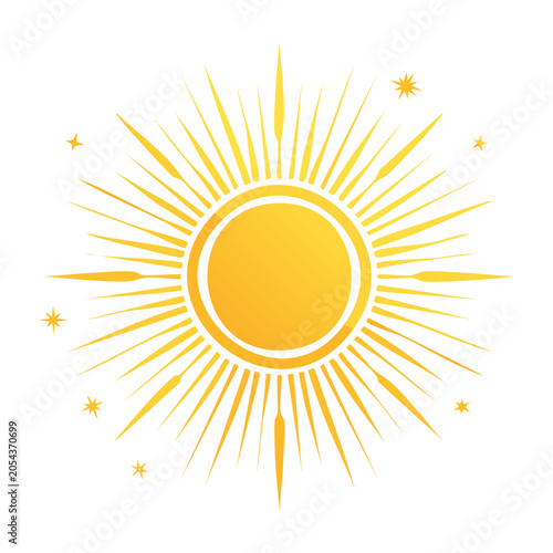 Yellow Sun Illustration with Stars