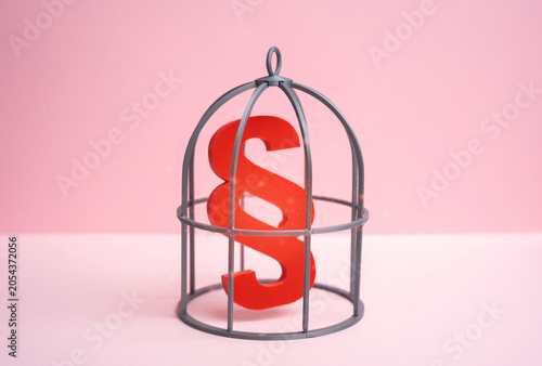 Foto The paragraph symbol is locked behind a cage