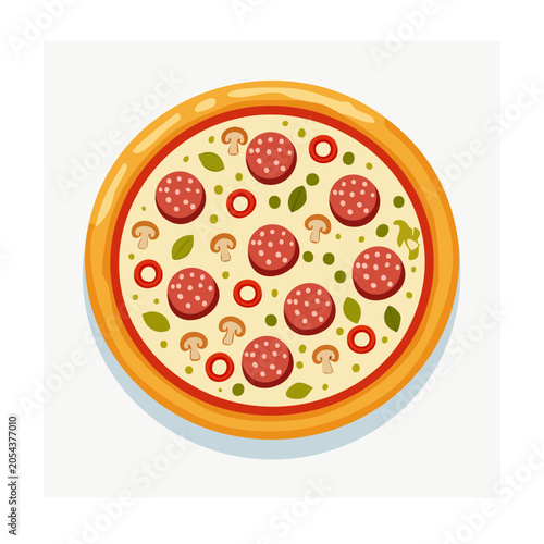 Pepperoni pizza flat design illustration