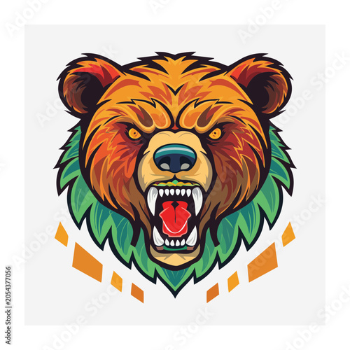 Vector Illustration of Angry Bear Head
