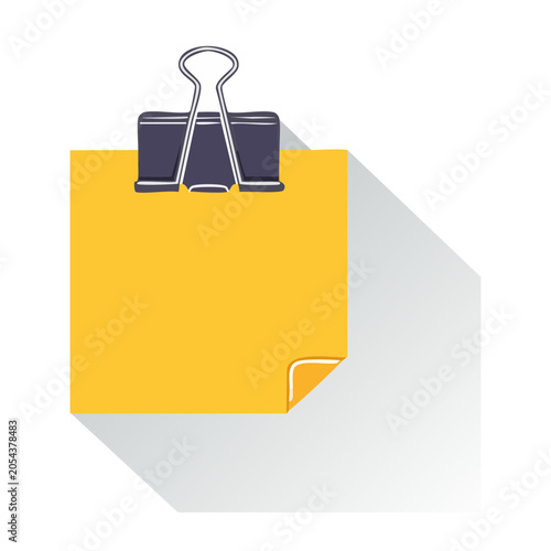 Yellow note with clip flat design