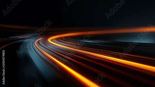 Stunning photo of futuristic race speed glowing lines background.