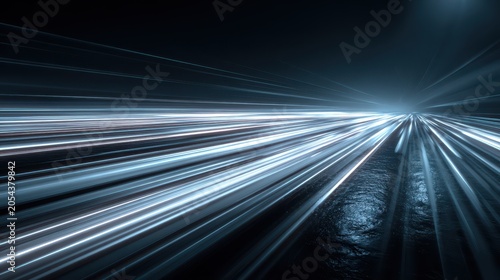 Stunning photo of futuristic race speed glowing lines background.