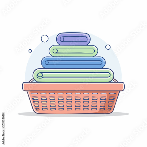 Stack of Folded Towels in a Laundry Basket