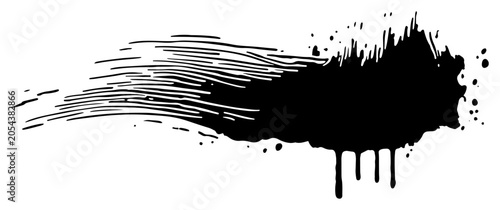Bild auf Leinwand Abstract black ink splash and paint splatter with dynamic brush stroke effect