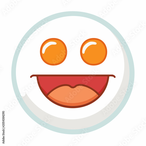Happy Emoticon Face with Open Mouth and Big Smile