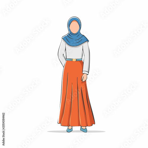 Woman Wearing a Hijab and Long Skirt