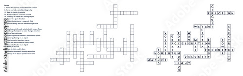 Foto Physics Crossword Puzzle Educational Worksheet