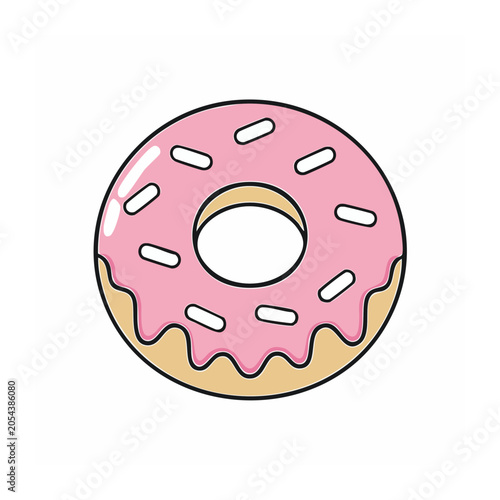 Pink Donut Cartoon Vector Illustration