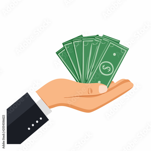 Hand Holding Fan of Dollar Bills