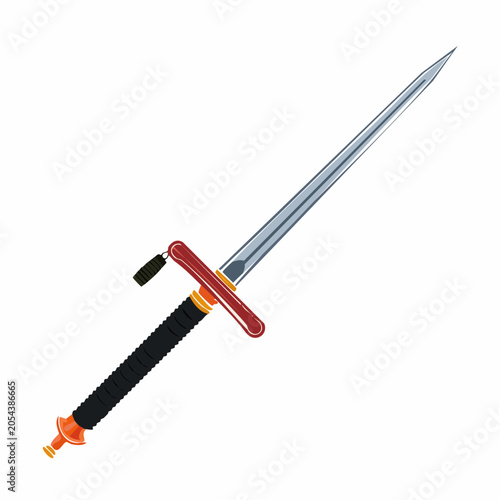 Illustration of a Medieval Sword with Red Hilt