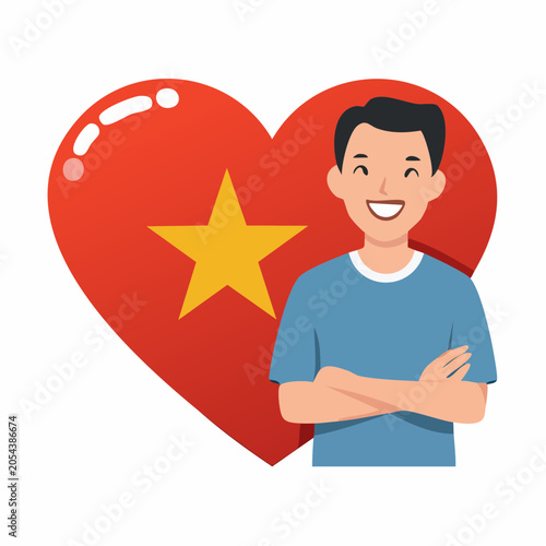 Man with Vietnamese Flag Heart