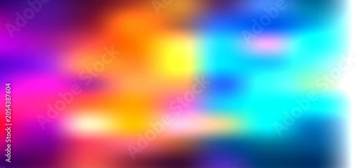 Grainy noisy textured abstract background featuring a vibrant gradient of purple orange and cyan colors in a smooth blurred artistic composition