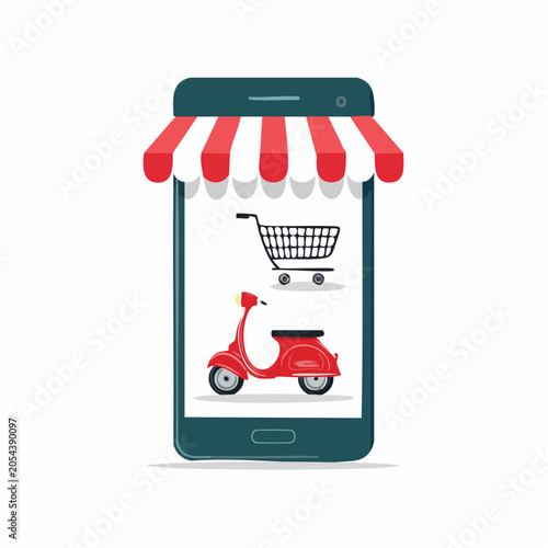 Online Shopping Scooter Delivery via Mobile App