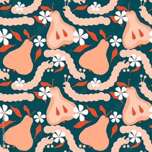 Summer fruit seamless pears pattern for wrapping paper and fabrics and kids and party accessories