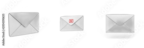 Isolated Sealed White Envelope Mail Postal 3D Render Transparent Background Shipping Business Correspondence Message Invitation Package Graphic High Resolution Commercial Microstock Clip Art Design As