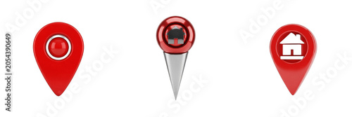 Isolated Red Push Pin Thumbtack Map Marker 3D Render Transparent Background Office Stationery Board Needle School Equipment Location Pointer Graphic High Resolution Commercial Microstock Clip Art Desi