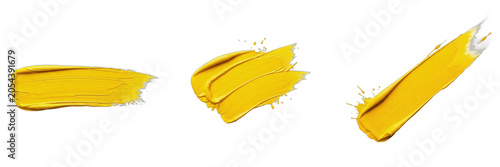 Isolated Yellow Paint Stroke Brush Texture 3D Render Transparent Background Acrylic Oil Smear Artistic Background Element Creative Canvas Makeup Swatch High Resolution Commercial Microstock Clip Art D
