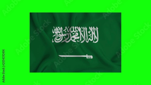 Official Saudi Arabia National Flag Waving and Zooming Out on Green Screen Background for Global Projects
