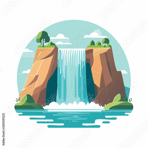 Stylized Waterfall Illustration