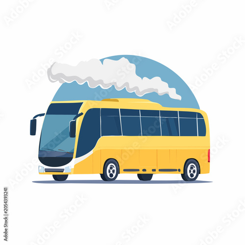 Yellow Tour Bus Illustration