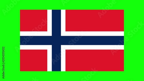 Official Norway National Flag Zooming Out and Centered on Green Screen Background for Global Projects