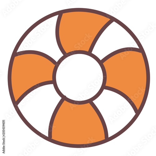 Cute orange swim ring pool float flat cartoon vector illustration kawaii clip art