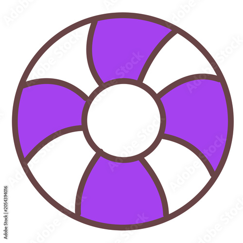 Cute purple swim ring pool float flat cartoon vector illustration kawaii clip art