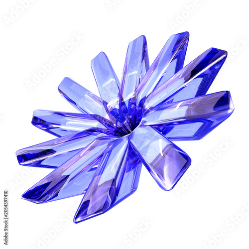 Holographic blue glass flower with prismatic crystal petals