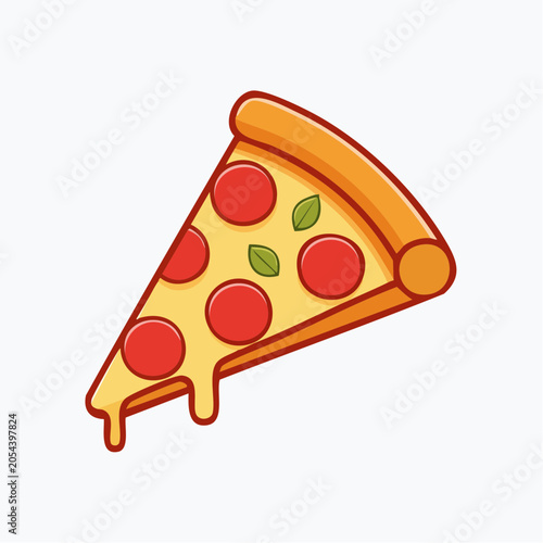 Cartoon Slice of Pepperoni Pizza with Melting Cheese