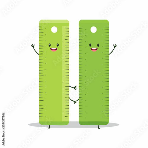 Cute Cartoon Rulers Waving