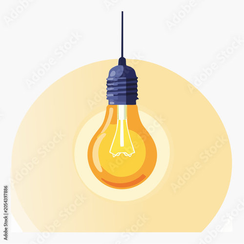 Illustration of a glowing incandescent light bulb