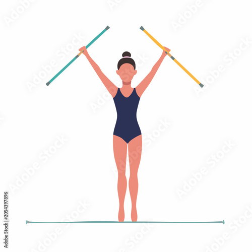 Rhythmic Gymnastics Performer with Batons