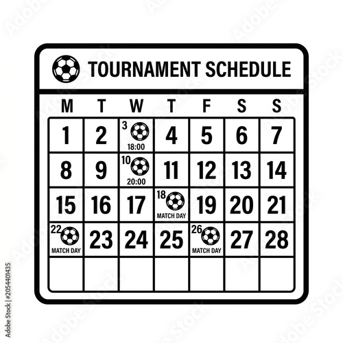 2D vector icon of a football tournament schedule calendar