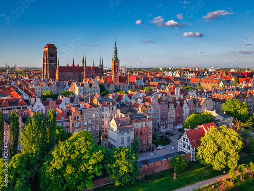 Beautiful MainTown in Gdansk in the light of setting sun. Poland