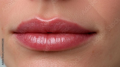 Beautiful Female Lips With Dermal Fillers Close-Up Beauty Portrait