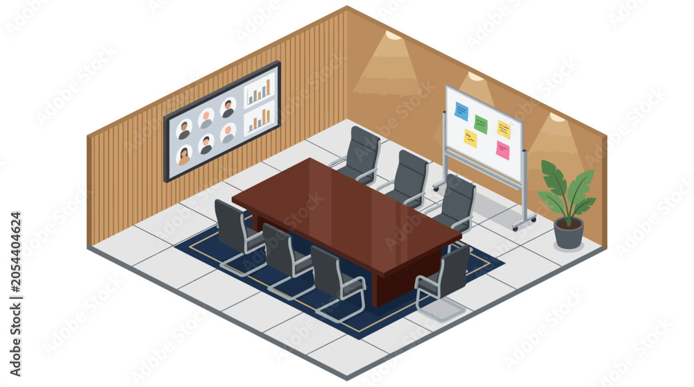 Fototapeta premium Isometric Illustration of a Modern Corporate Meeting Room