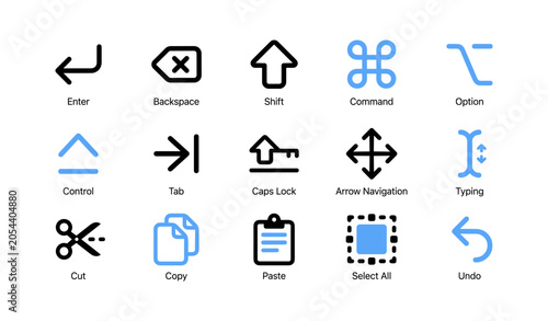 Keyboard control icons showing modifier and navigation keys layout