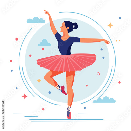 Ballerina in Flat Style Illustration
