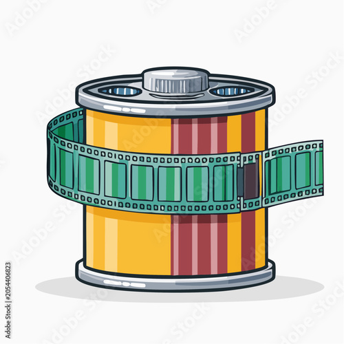 Vintage Film Reel Container with Strip of Film