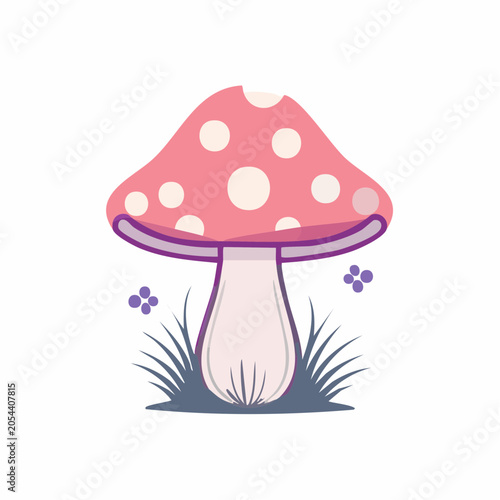 Cute Pink Mushroom with White Spots