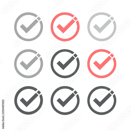 Flat design checkmark and cross icons on transparent background